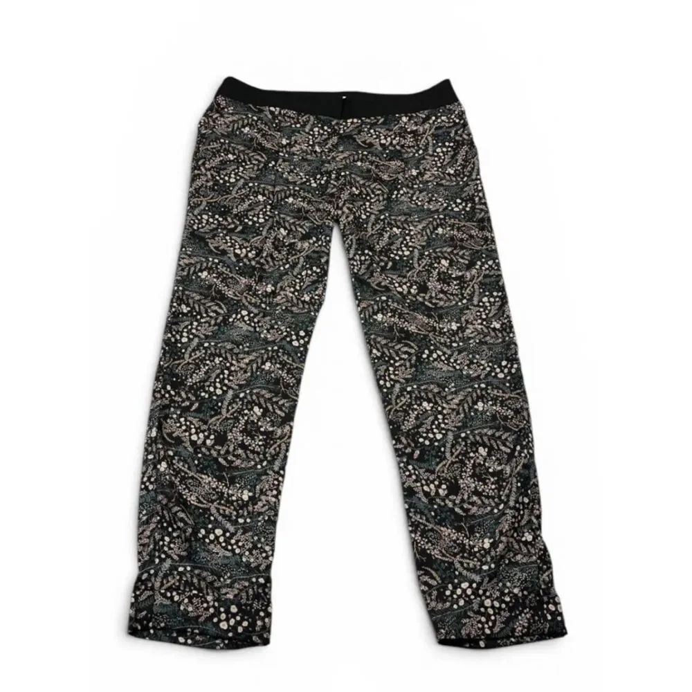 LOFT Slim Ankle Pants Dark Botanical Print Lightweight Work Casual Cuffed Hem 8